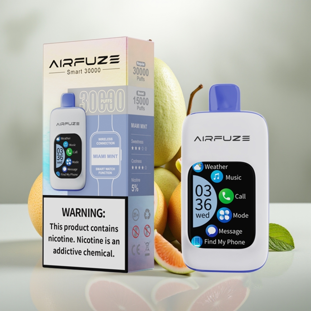 AirFuze Smart 30000 Böf Disposable Pod Miami Menta 2.01\" TFT érintőképernyő 5% nikotin 900mAh Type-C