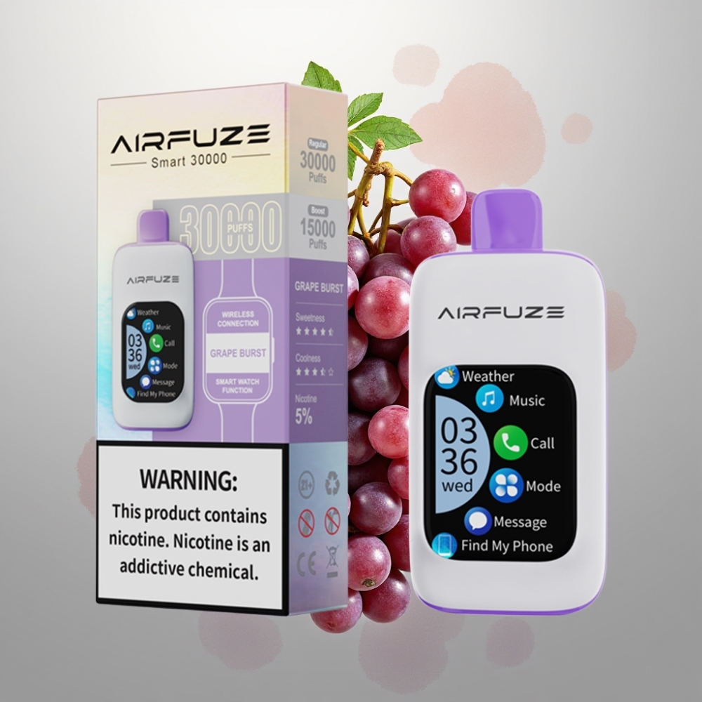 AirFuze Smart 30000 Puff Eldobható Pod 2.01\" TFT érintőképernyő, 5% nikotin, 900mAh, Type-C, Szőlő Robbanás