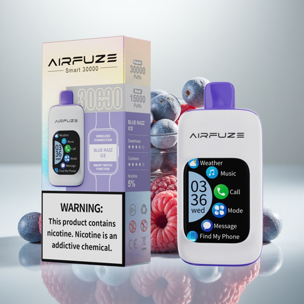 AirFuze Smart 30000 Puff Eldobható Pod Képernyővel, Kék Málna Jég Íz, 5% Nikotin, 900mAh