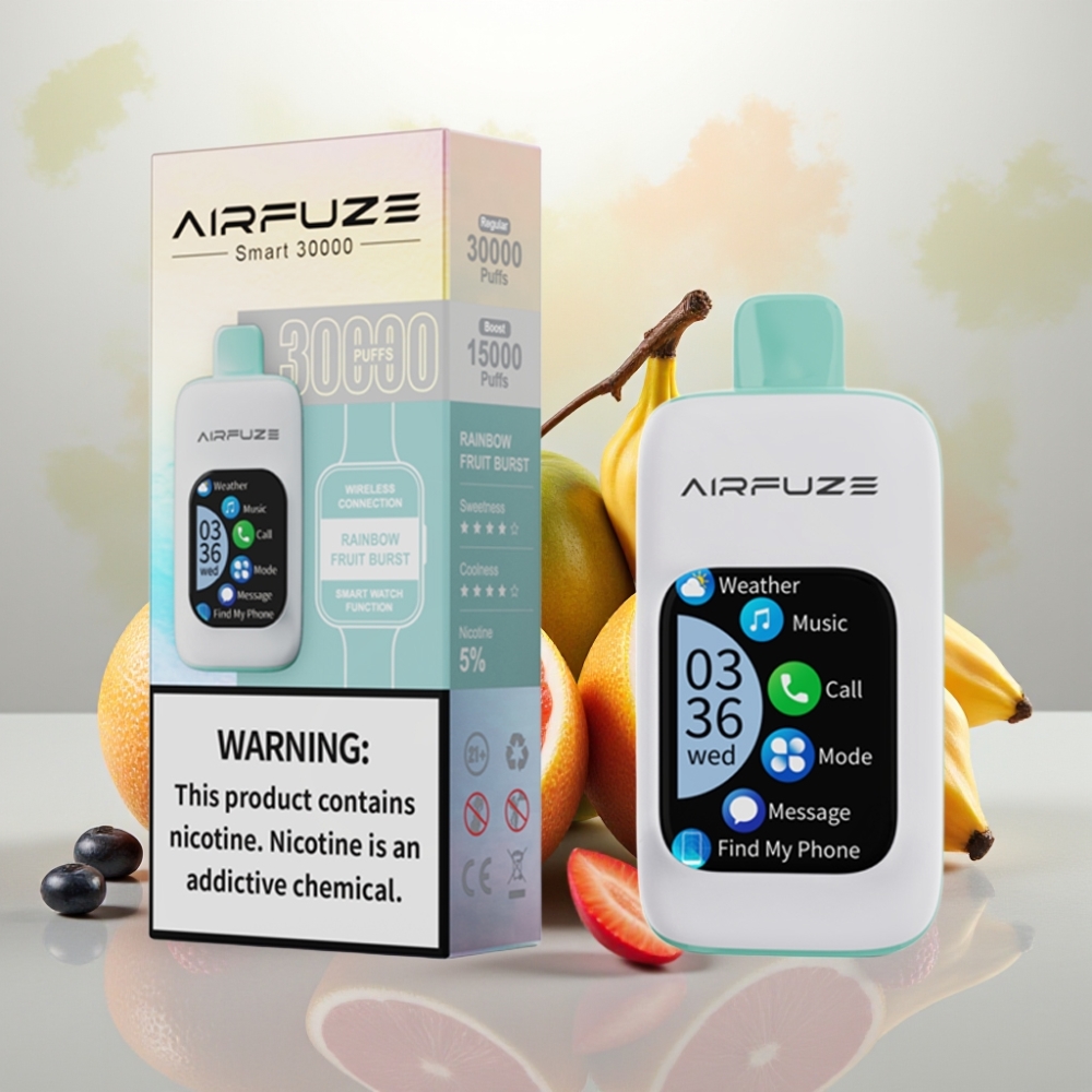 AirFuze Smart 30000 Puffs Eldobható Pod Szivárgásmentes TFT érintőképernyő 900mAh Type-C Szivárgásmentes Íz: Szivárvány Gyümölcsrobbanás