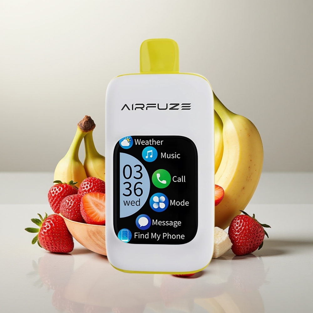 AirFuze Smart Pro 40000 Puffs Eldobható E-cigaretta Eper-Banán 900mAh 20ML 2%/5% Nikotin AirFuze Smart Pro 40000 Puffs Eldobható E-cigaretta Eper-Banán 900mAh 20ML 2%/5% Nikotin
