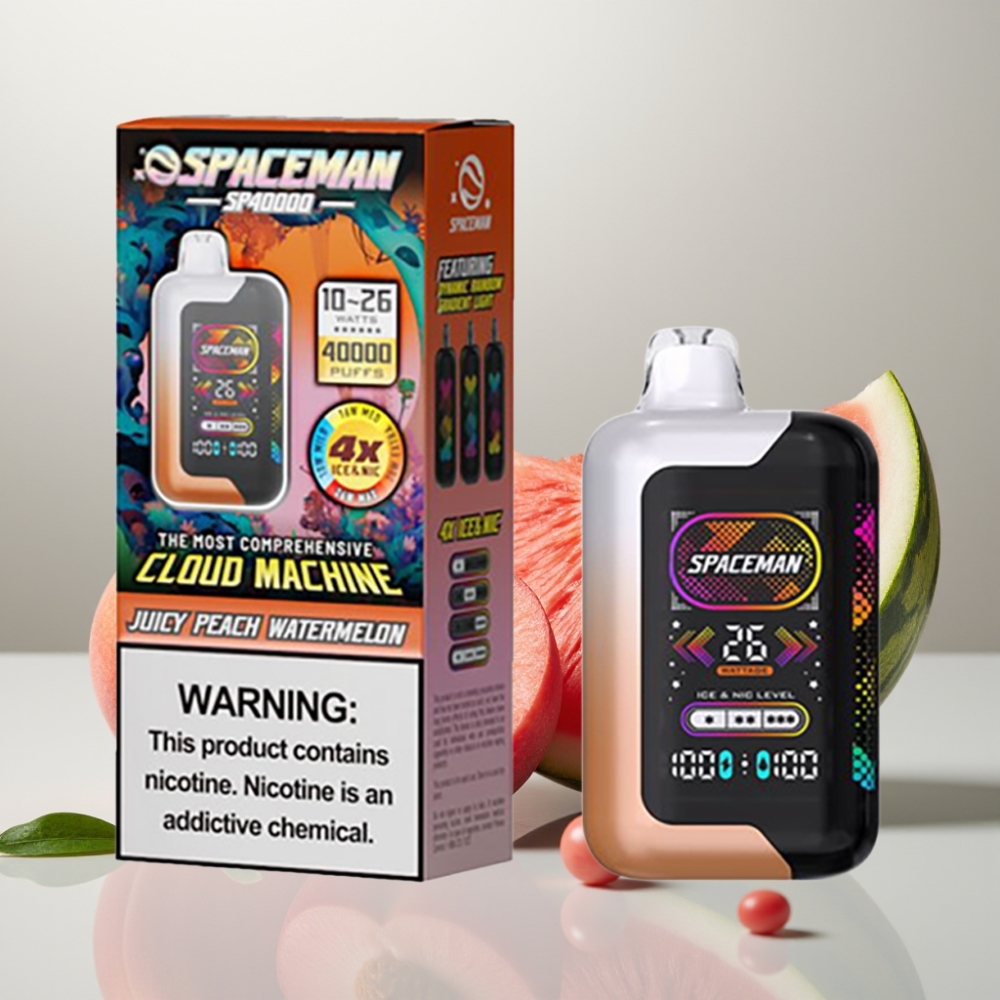 SMOK SPACEMAN SP40000 Zero Nikotin Eldobható Vape Lédús Öszibarack Görögdinnye Íz 20ml 1000mAh 40000 B