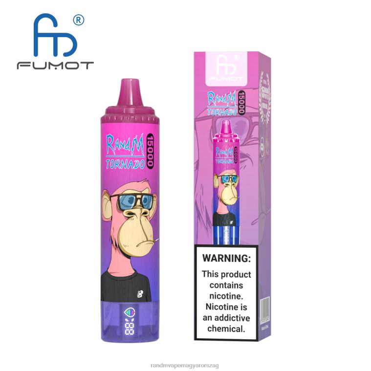 Fumot RandM Tornado 15000 vape készülék akkumulátorral és ejuice kijelzővel, 2-es verzió kék úr 8426F35 RandM Vape Store