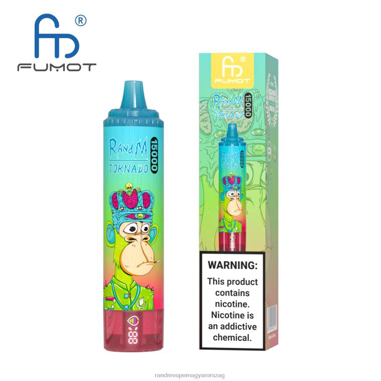 Fumot RandM Tornado 15000 vape készülék akkumulátorral és ejuice kijelzővel, 2-es verzió kék úr 8426F35 RandM Vape Store
