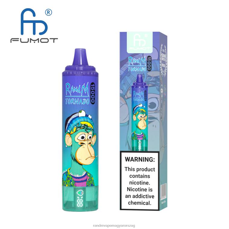Fumot RandM Tornado 15000 vape készülék akkumulátorral és ejuice kijelzővel, 2-es verzió kék úr 8426F35 RandM Vape Store