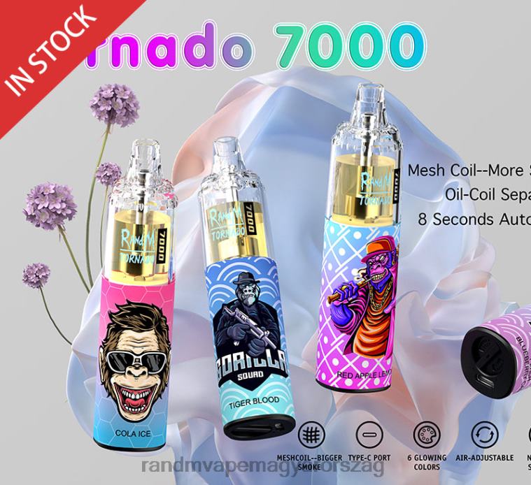 RandM Tornado 7000 légáramlás szabályozó vape készülék 1db áfonya jégen 8426F169 RandM Vape Price